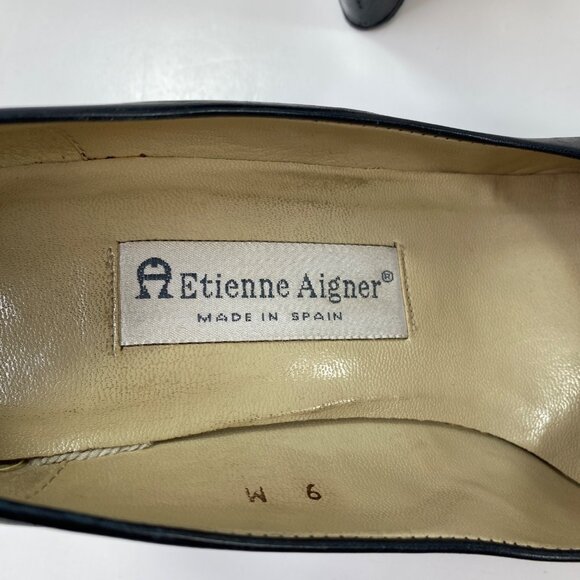 Etienne Aigner Womens Taylor Black Leather Heels Made in Spain Size 9 - Picture 7 of 9